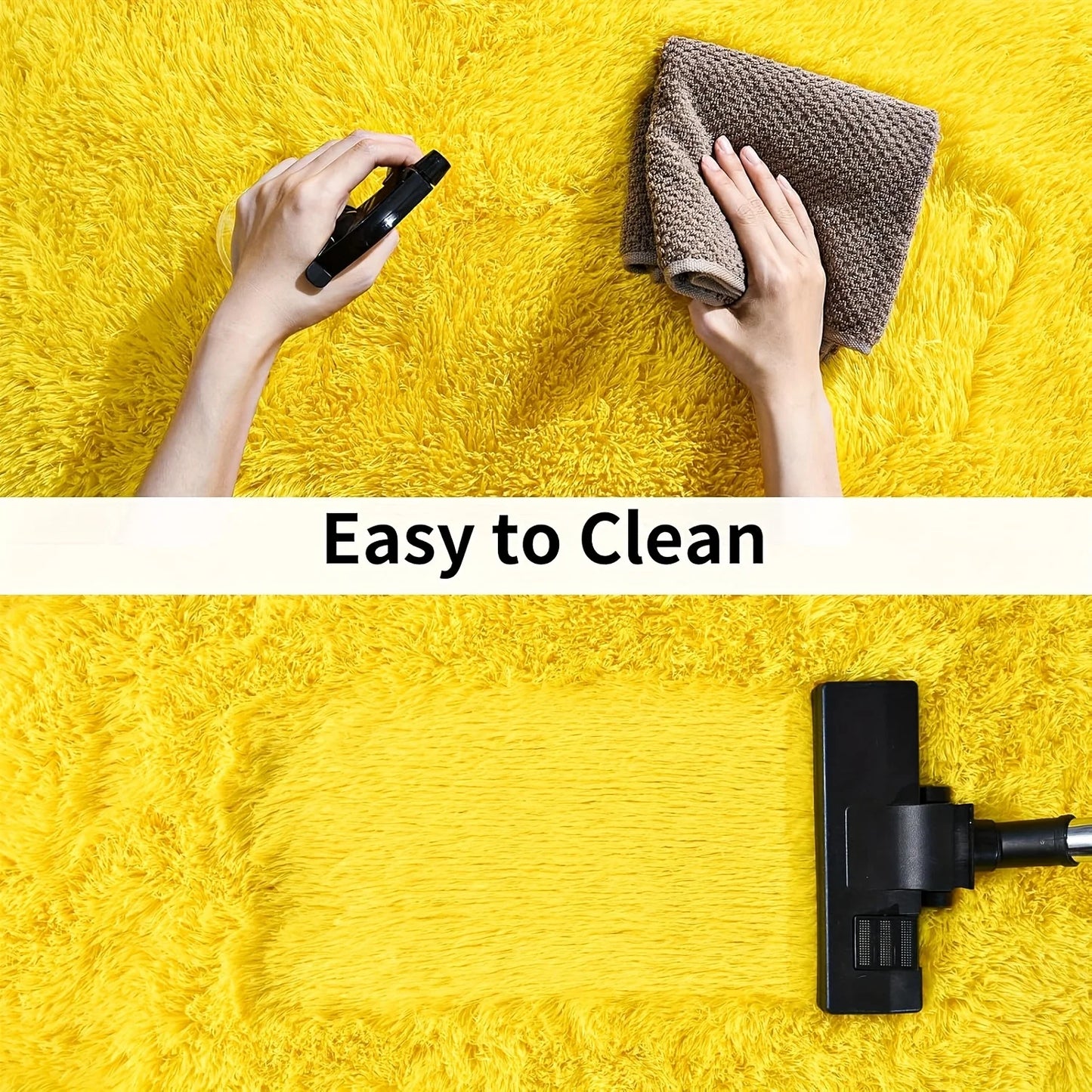 Ideal Room Decor Rug,Yellow Soft Shaggy Non-Slip - 4 Rug Stickers