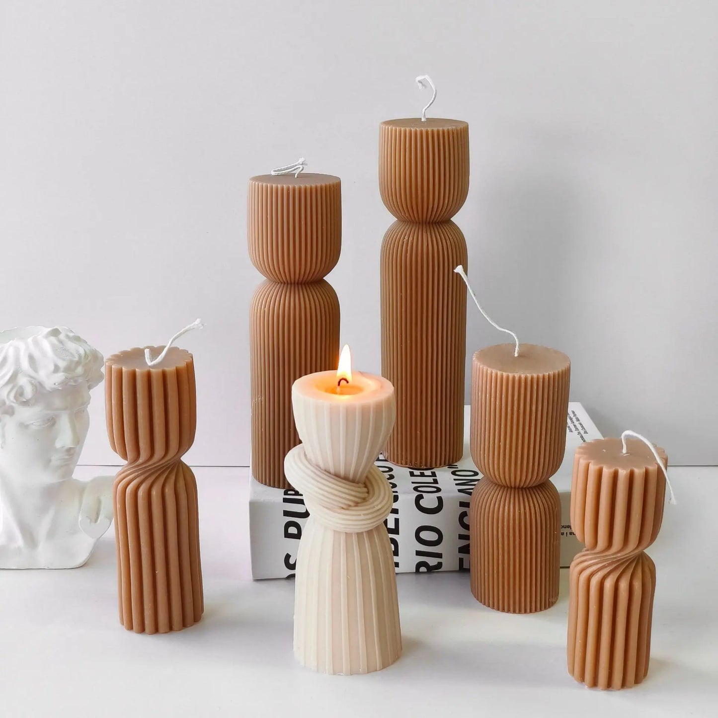 Striped Cylinder Aroma Candle Silicone Mold Soy Wax Candles Making Supplies