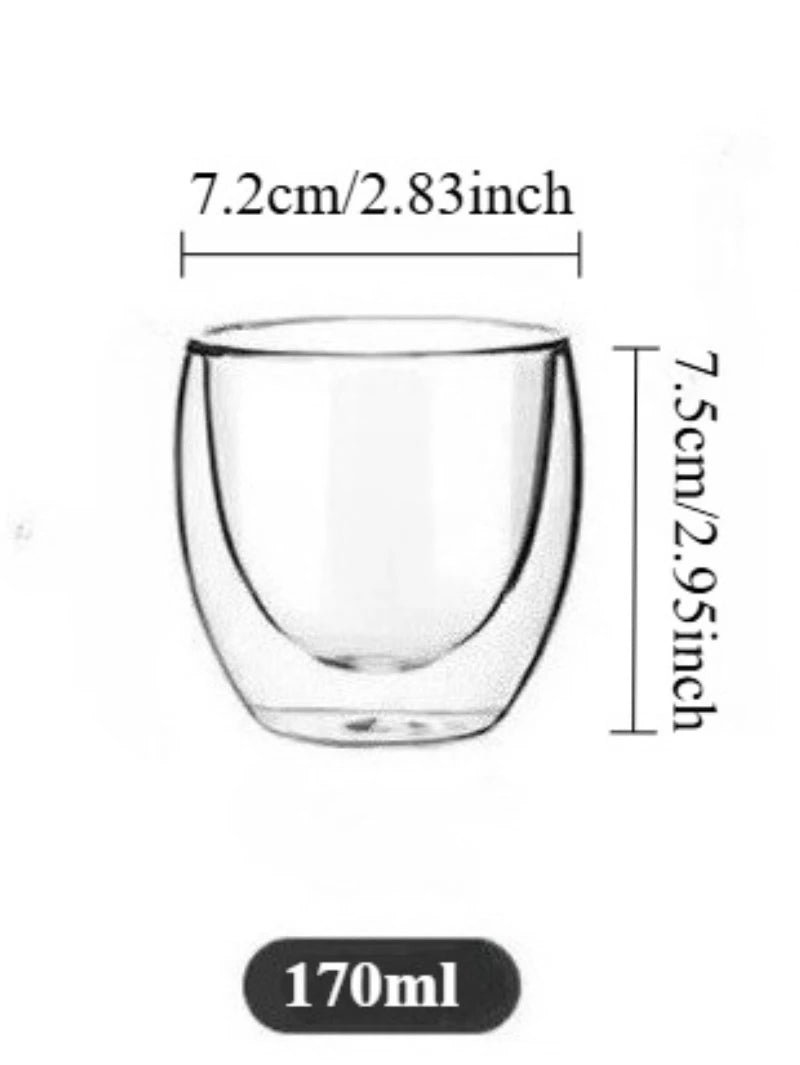 5 Sizes Double Wall Insulated Glass Cup Clear Espresso Coffee Mugs