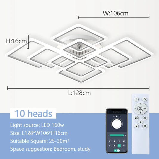 Modern LED Ceiling Light Acrylic square Dimmable Smart Ceiling Pendant Lamp Living Room Lights For Bedroom Dining Room Luminaire