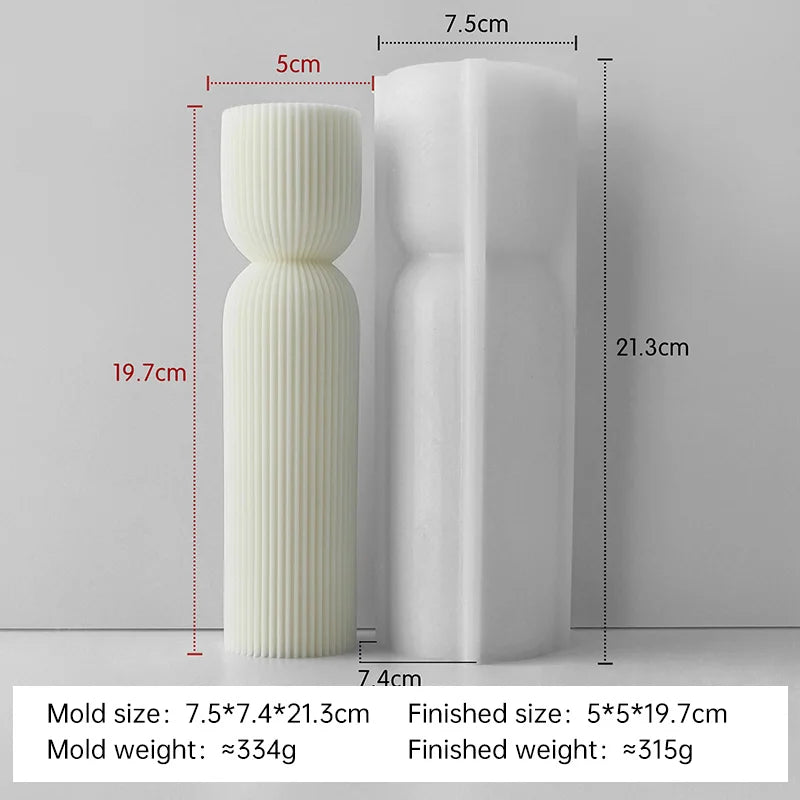 Striped Cylinder Aroma Candle Silicone Mold Soy Wax Candles Making Supplies