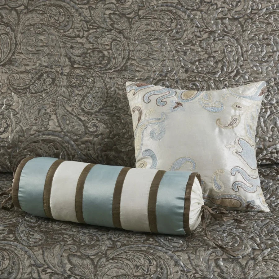 5 Piece Jacquard Bedspread Set with Throw Pillows