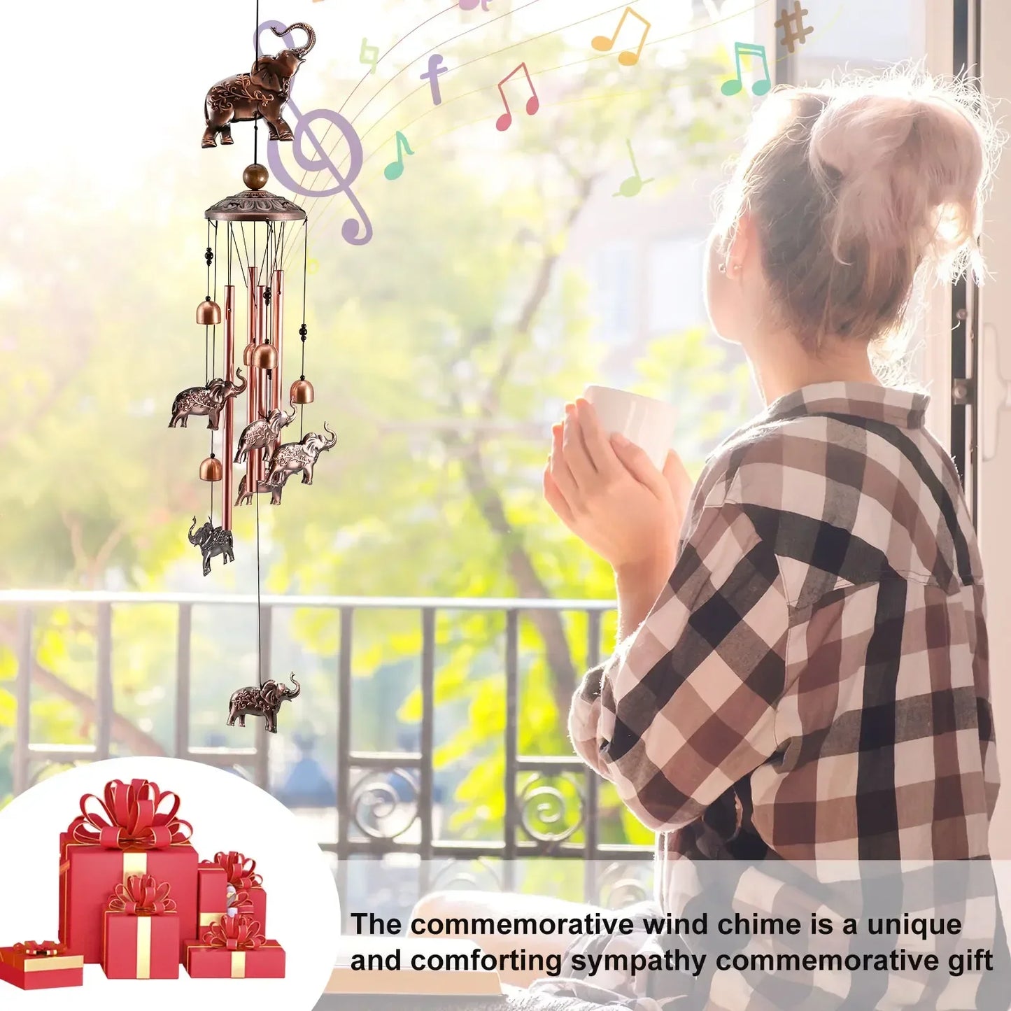 5/1pcs Elephant Wind Chimes with S Hook