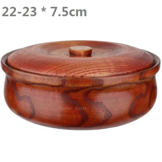 Solid wooden bowl with lid Durable