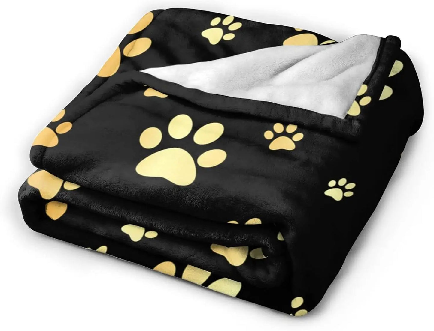 Perinsto Cute Dog Paws Prints Throw Blanket Ultra Soft Warm All Season