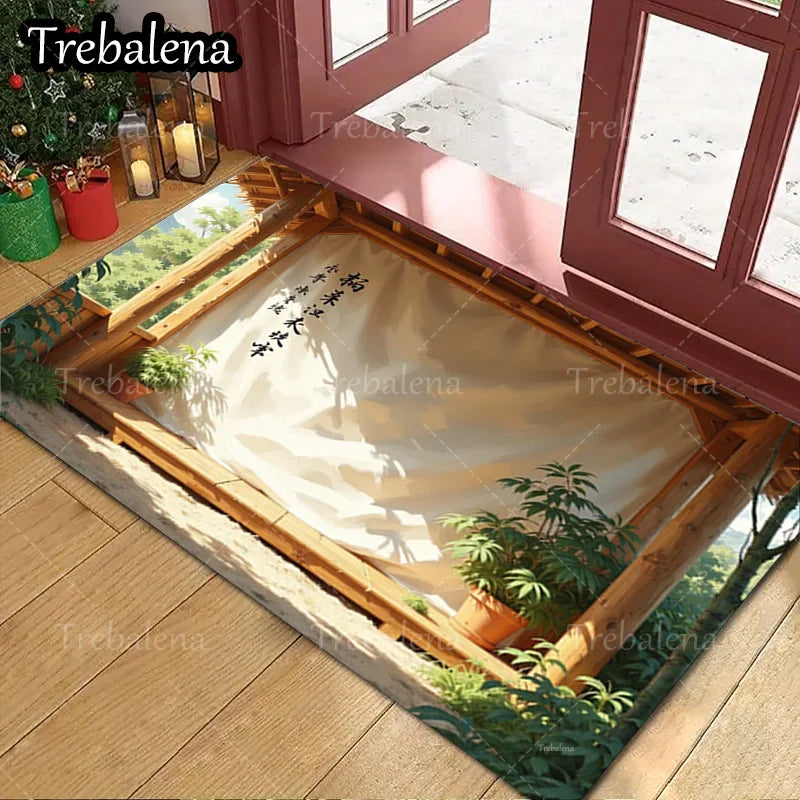 1pc Welcome Door Mat Indoor Outdoor Floor Garden View Rug