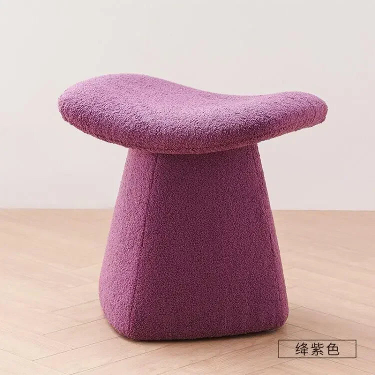 Nordic Ottoman Sitting Pouf Stool - Wooden Vanity Chair