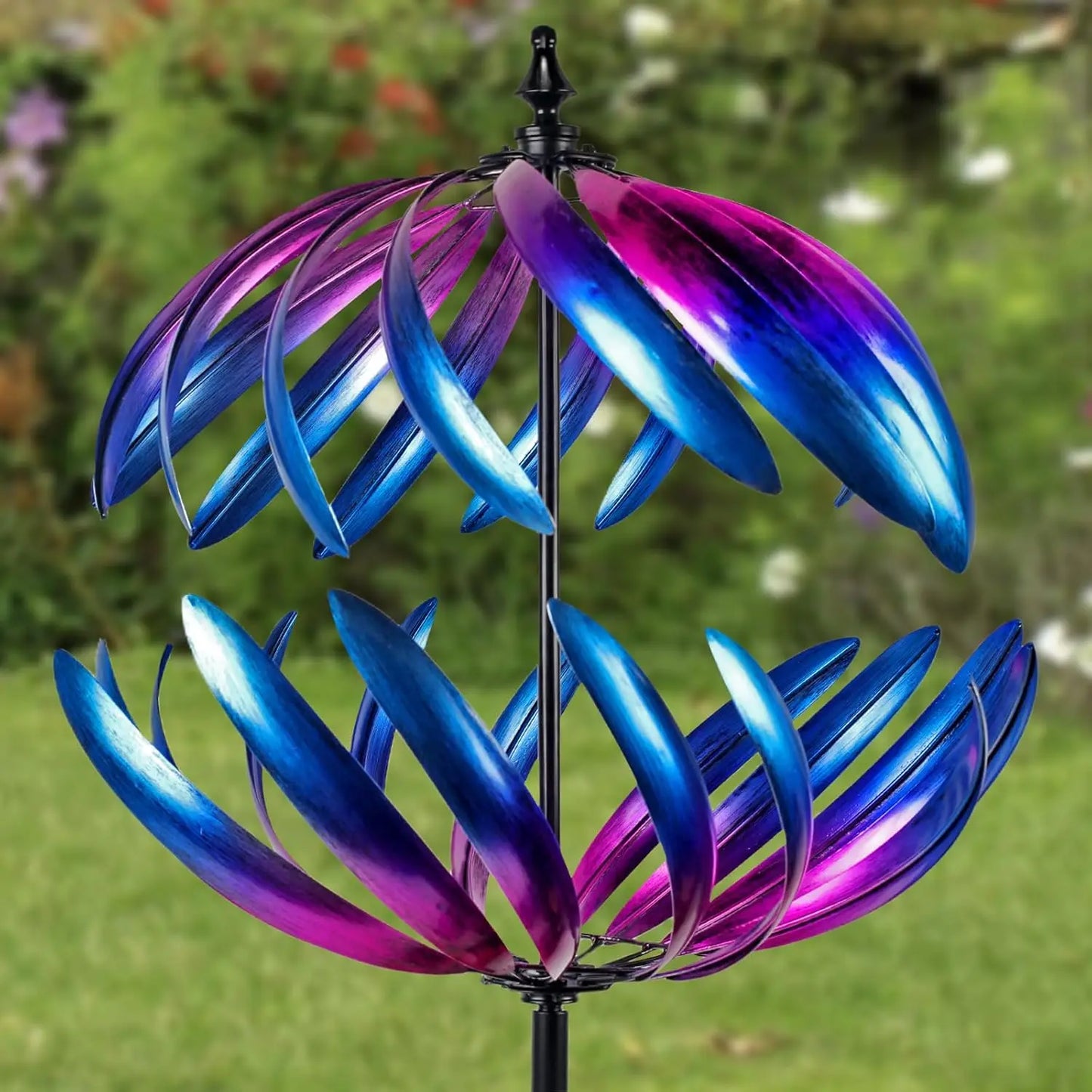Kinetic Garden Wind Spinner, Double-Layer Metal Art