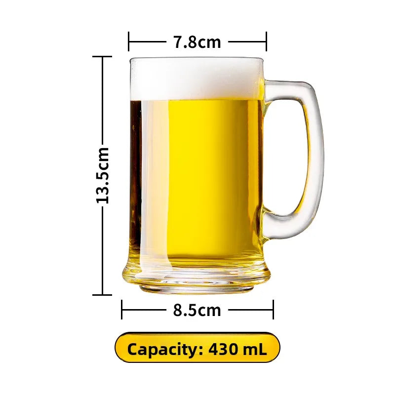 Large Capacity Beer Glass with Handle High End Glass Drinking Cup