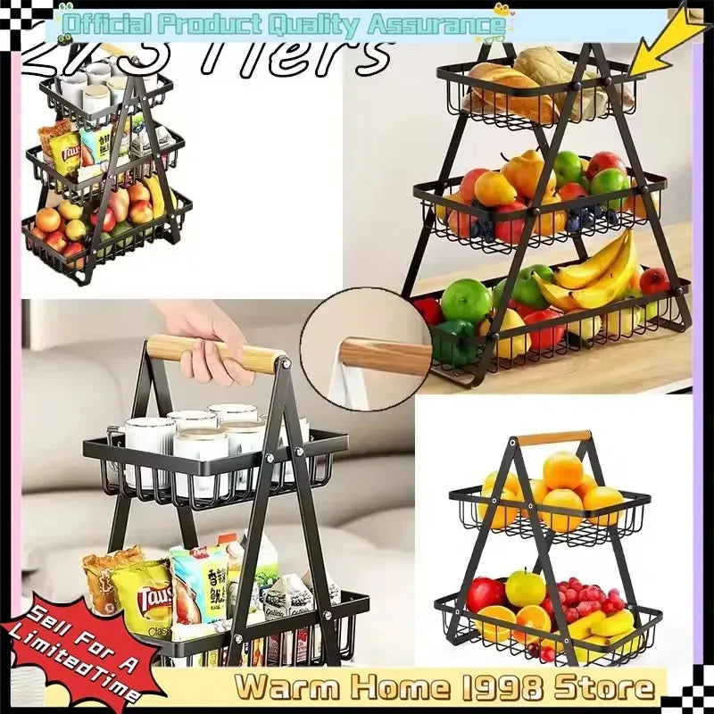 Kitchen vegetable rack countertop hand basket multi-layer