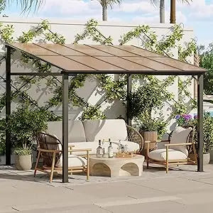 Large Patio Gazebo with Metal Frame and Hard Top,