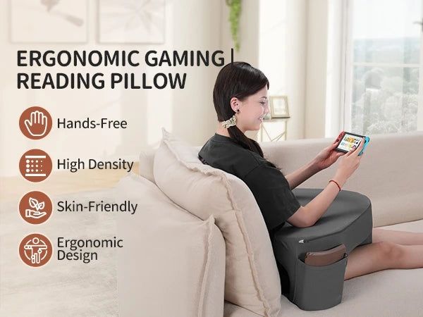 Gaming Reading Pillow Ergonomic Soft Memory Foam 3 Legs