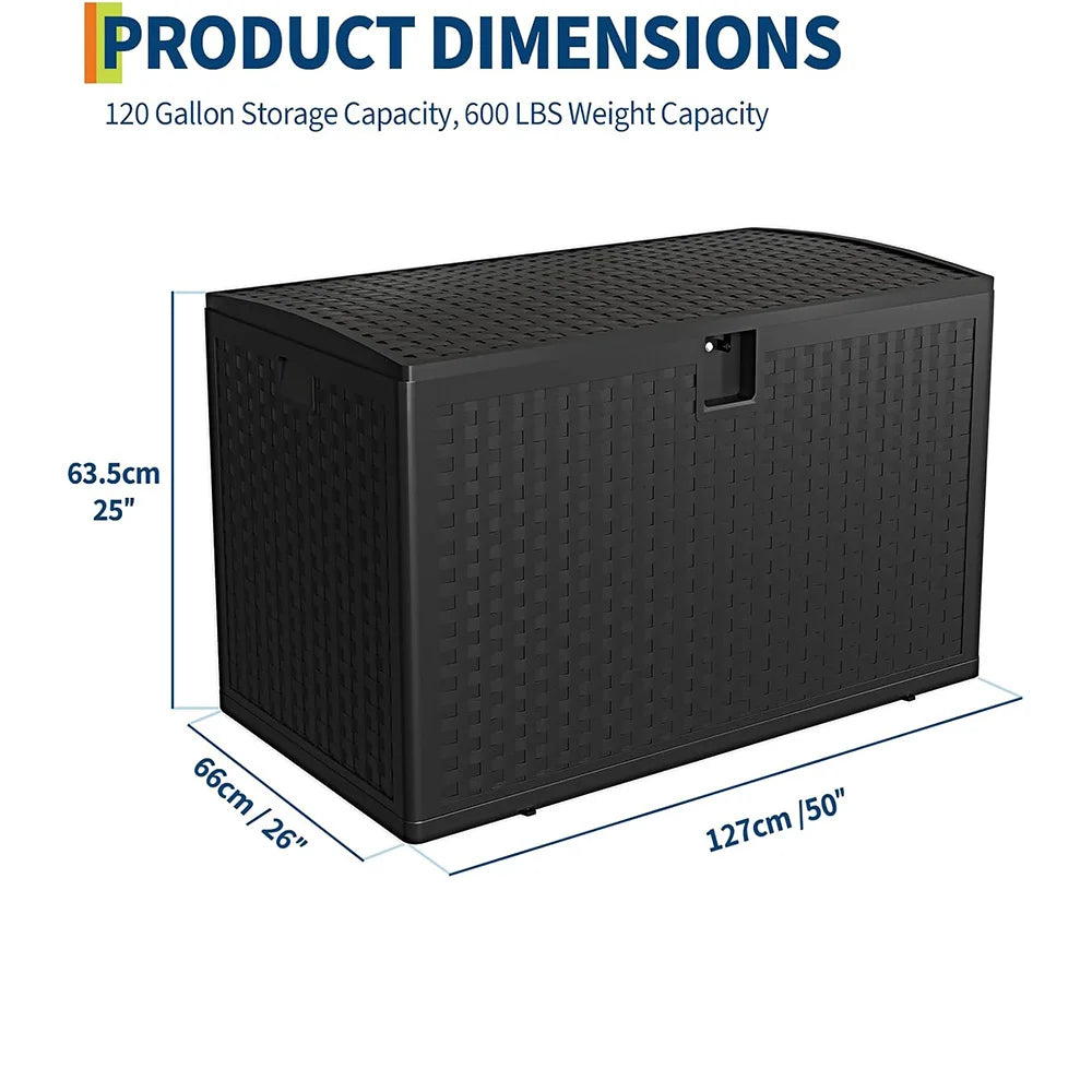120 Gallon Outdoor Waterproof Storage Box Lockable Outdoor Storage Boxes Deck Storage Boxes for Package Delivery Deck Boxes