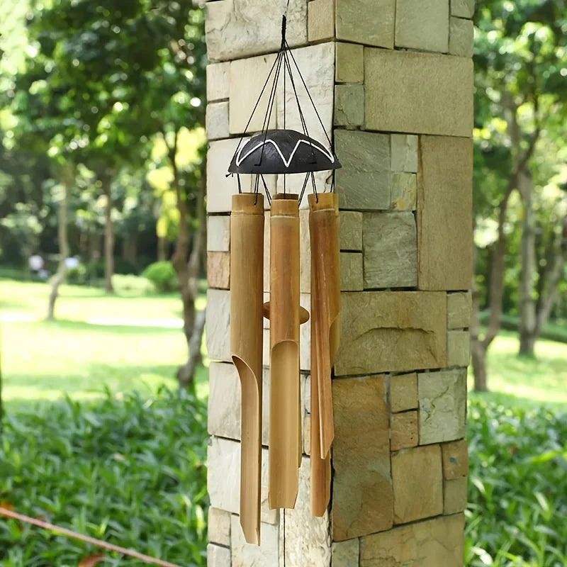 35-Inch Large Bamboo Coconut Wind Chimes Outdoor,