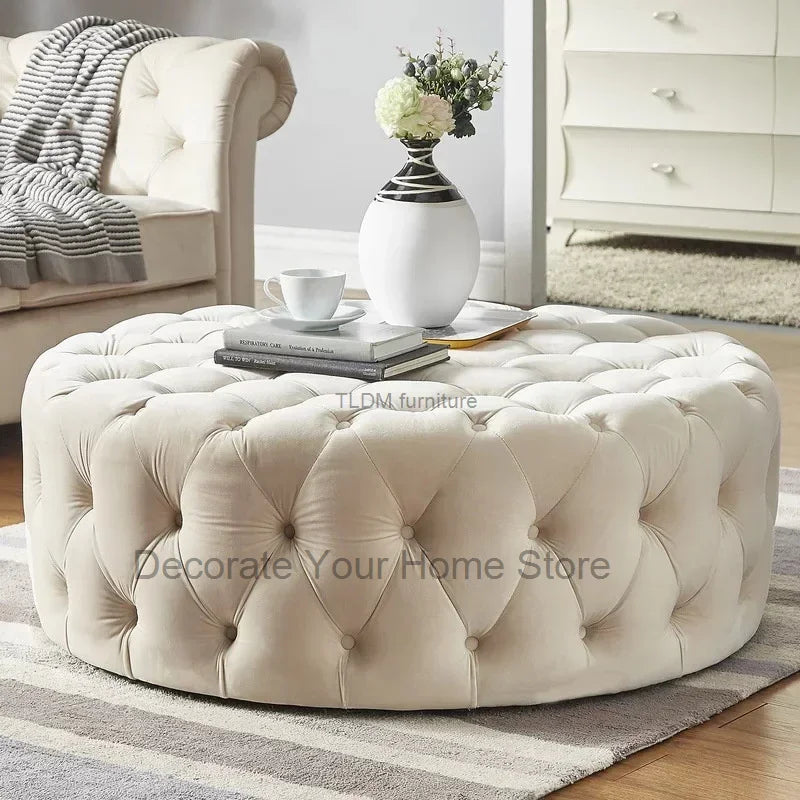 Velvet Round Ottoman Luxury Sofa Pouf