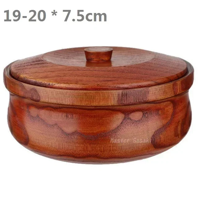 Solid wooden bowl with lid Durable