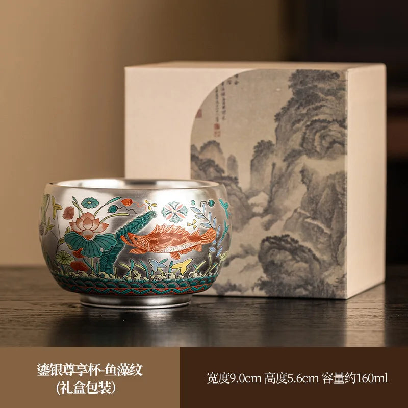 Silver Lined Ceramic Master Tea Cup,