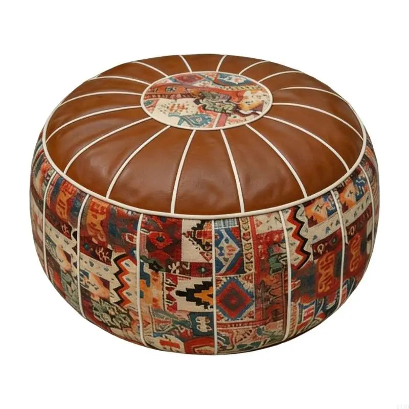 Round Storage Ottoman Pouf, Padded Footstool with Soft Item Organiser