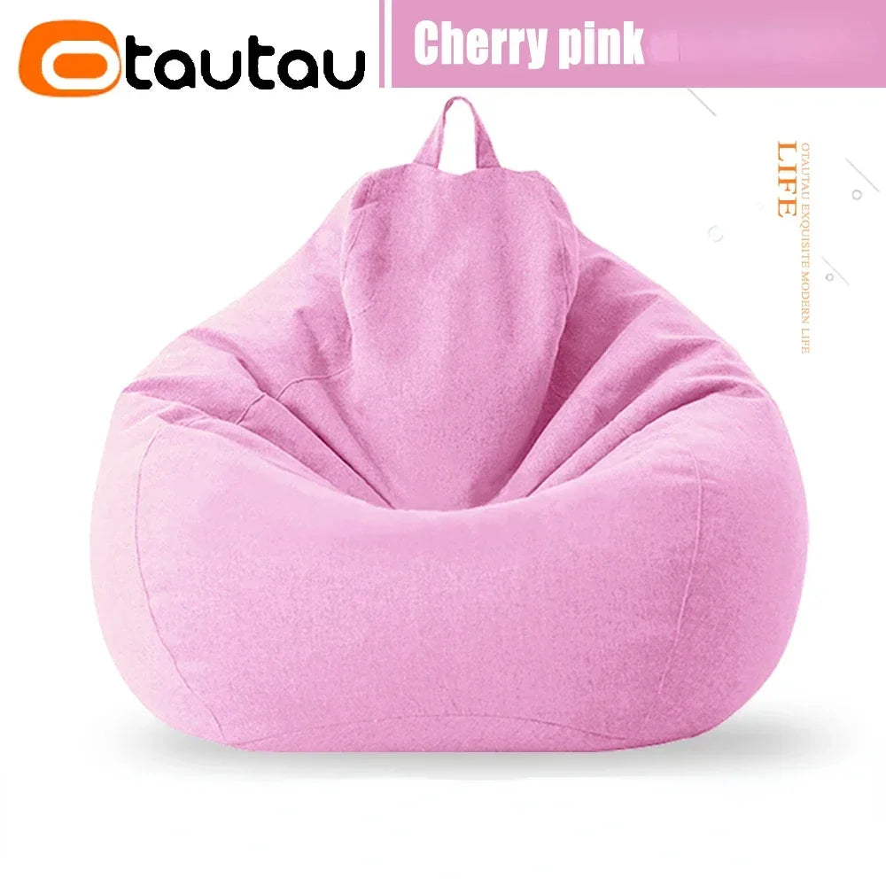 Filled 70cm Bean Bag Sofa with Filler Big Cotton Linen