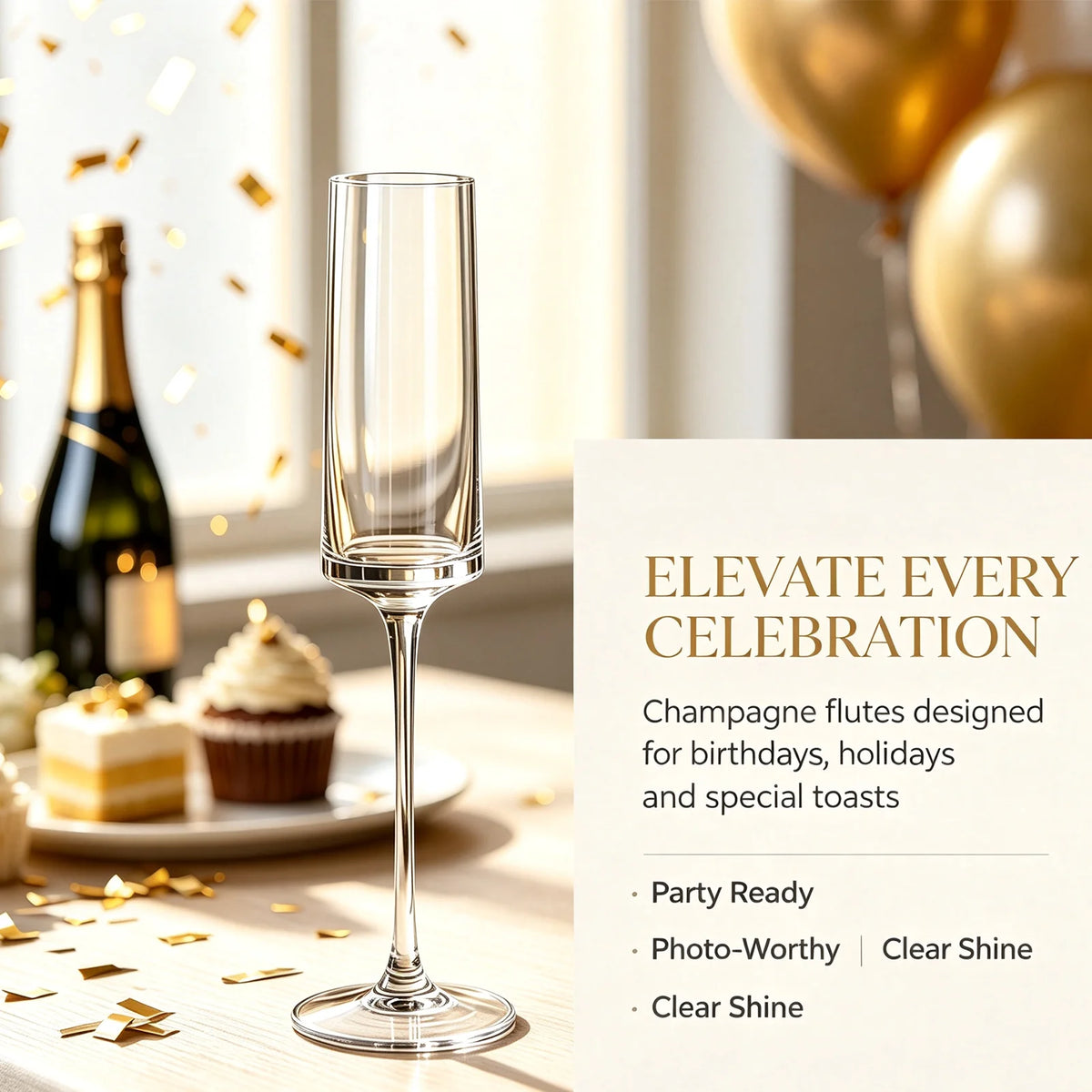 Crystal Champagne Flutes Set of 12 - 185ml/6.5oz Hand Blown