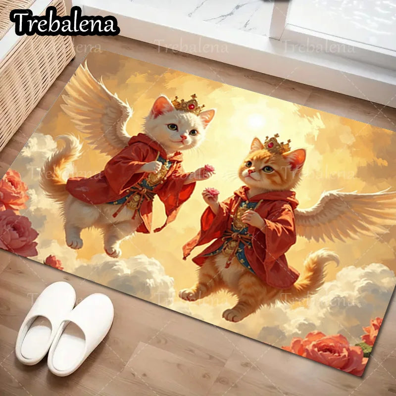 1pc Welcome Door Mat Adorable Angel Cats Doormat