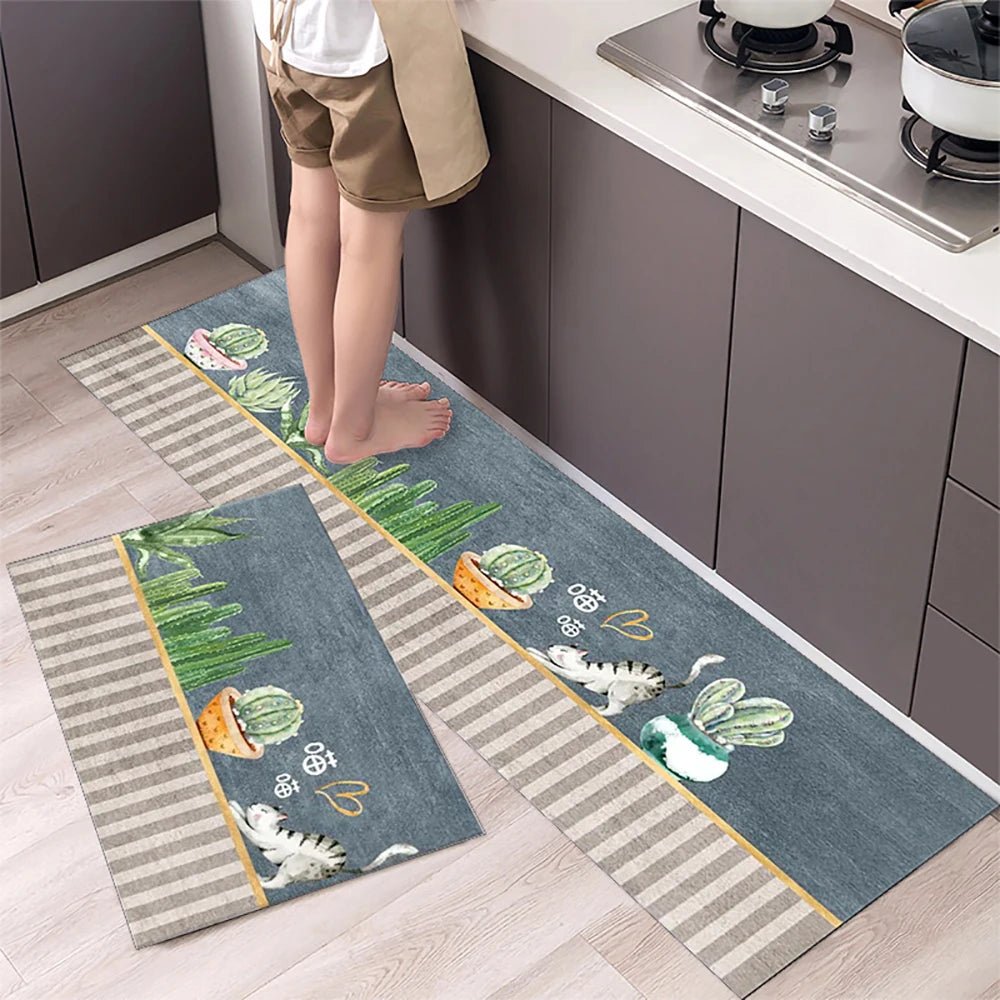 Non-slip Kitchen Mat Long Rugs Crystal Velvet Carpet