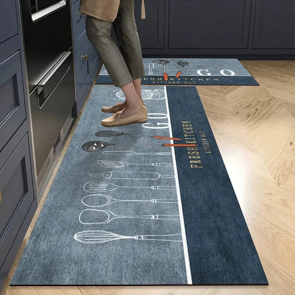 Non-slip Kitchen Mat Long Rugs Crystal Velvet Carpet