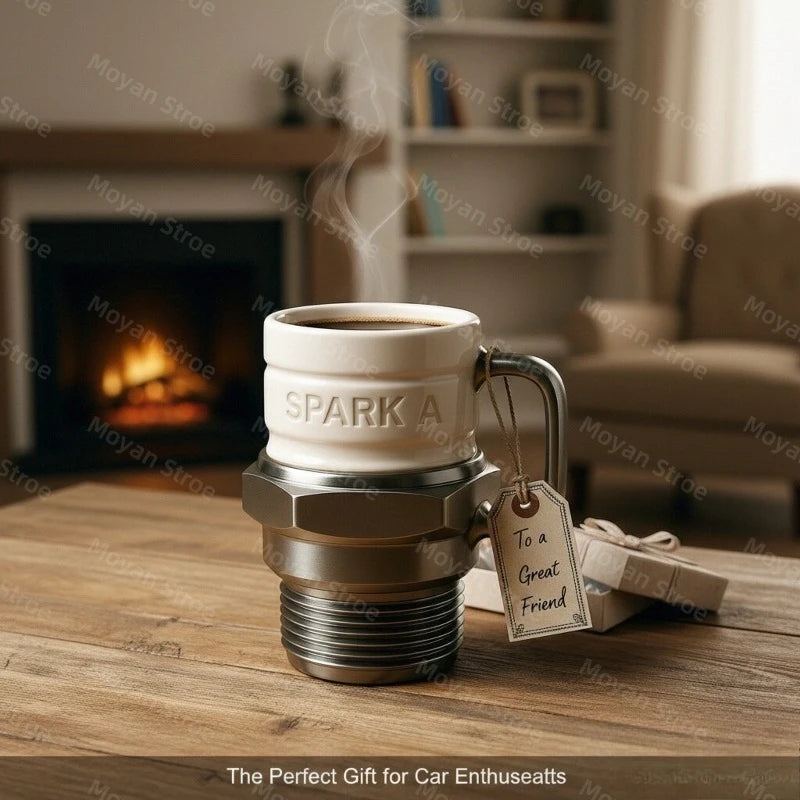 Spark Plug Shaped Resin Coffee Mug with Stainless Steel Liner