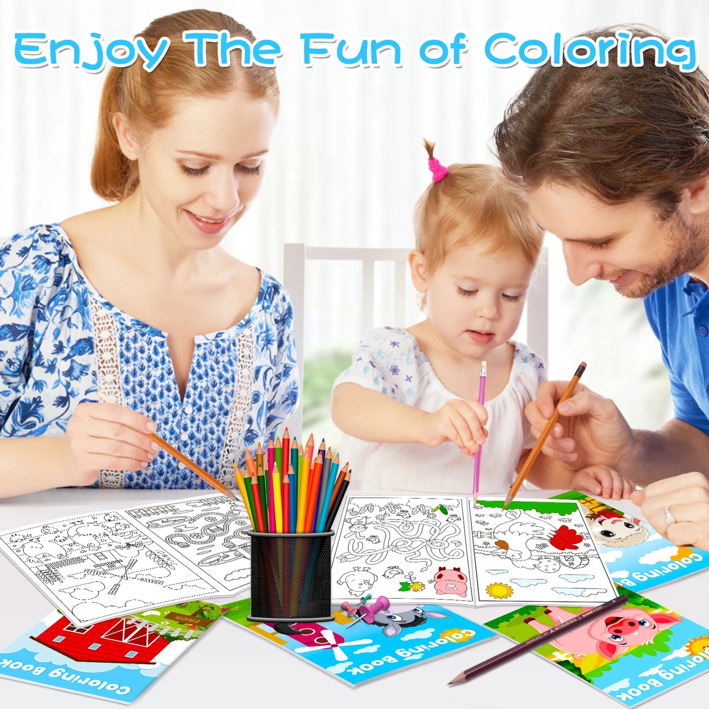 24Pcs Farm Animals Mini Coloring Books
