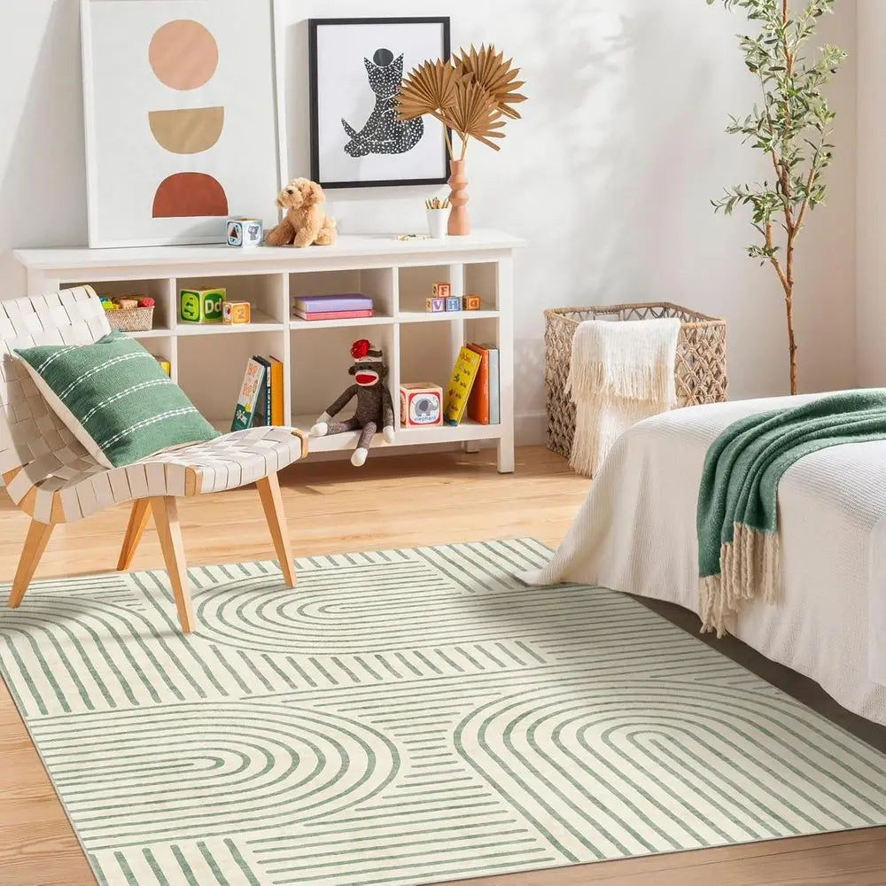 Sage Green Boho Chic 5x7 Area Rug, Ultra-Soft