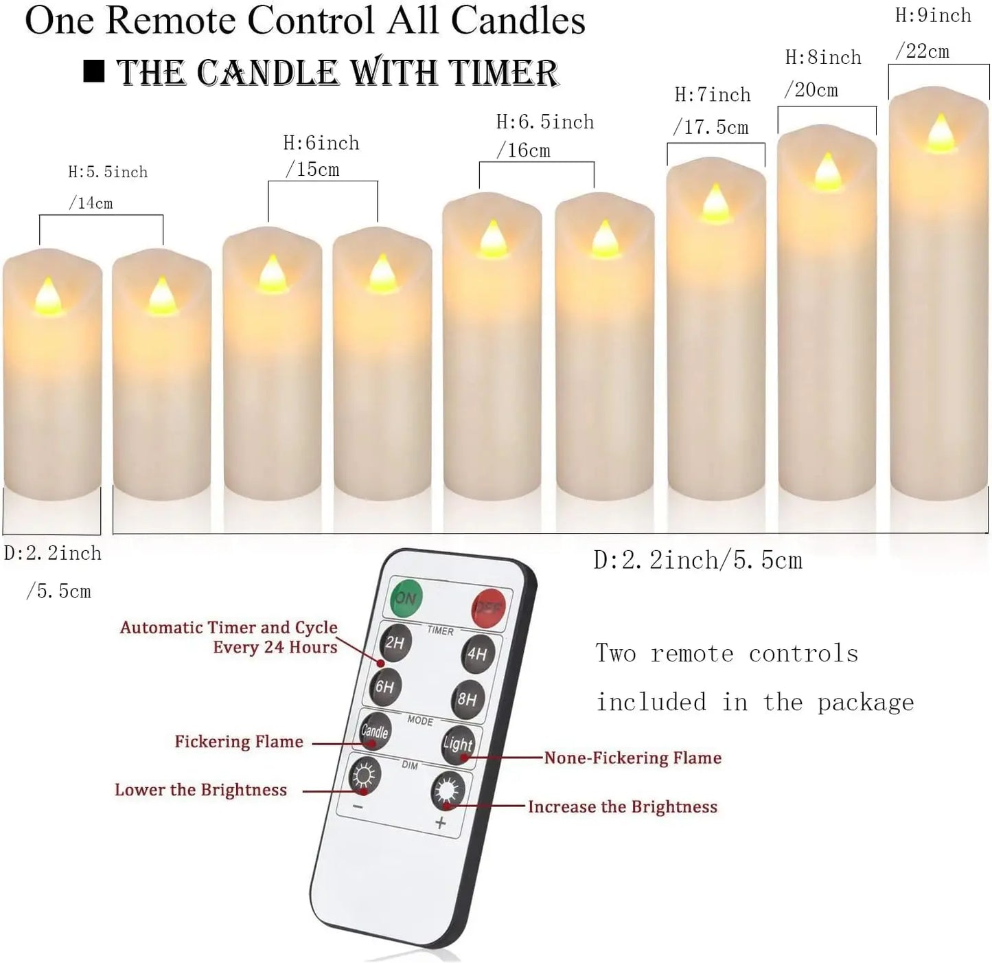 LED Candles Flameless Candles Set of 9 - 300 Hours