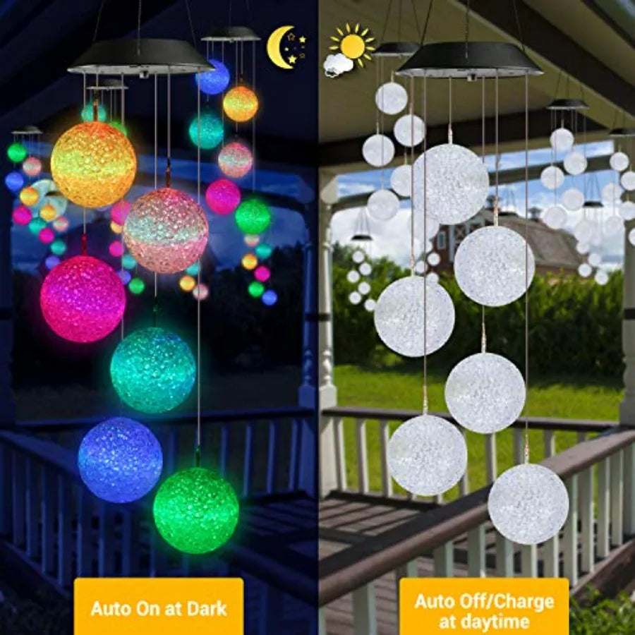 Solar Wind Chime, Color Changing Ball Wind Chimes, LED Mobile