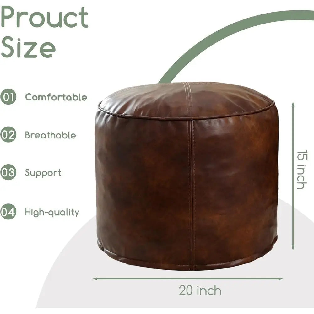 Round Storage Ottoman with Foam Filling, 20 X 15