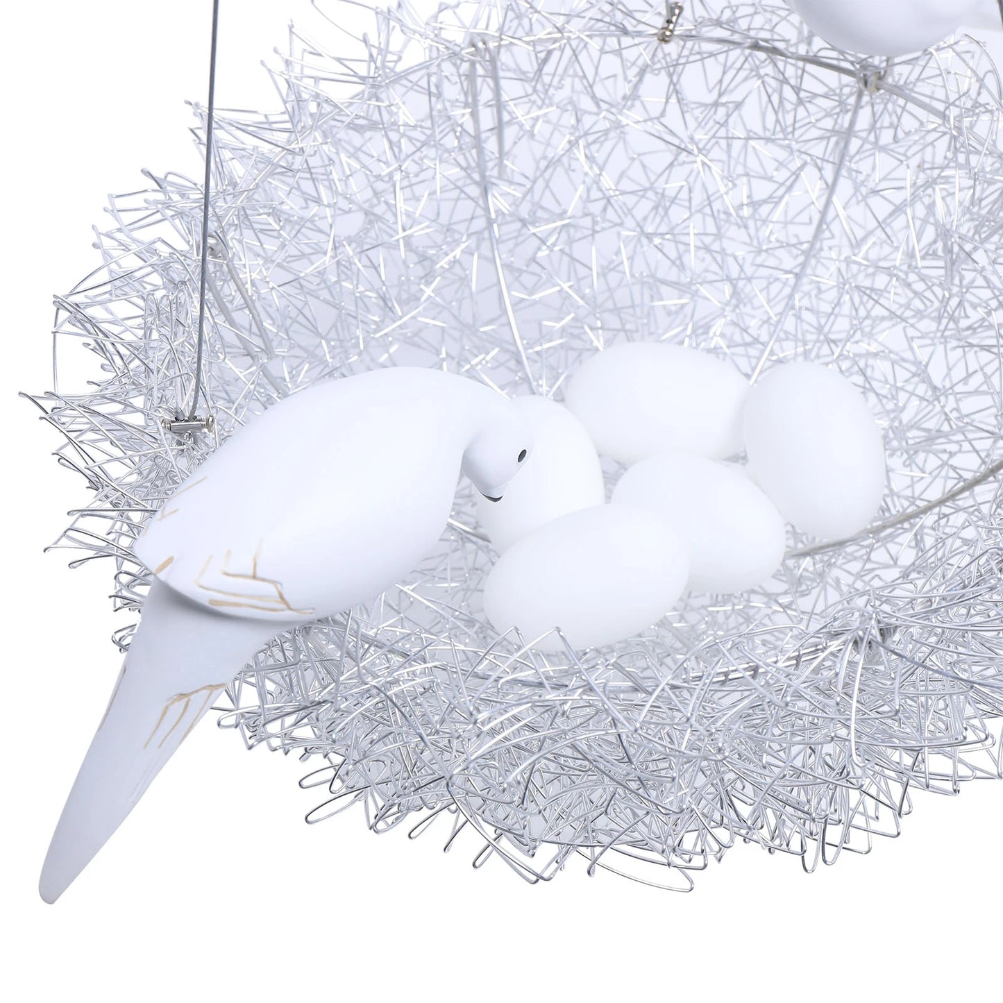 5 Light Woven Nest Chandelier Lamp with Bird