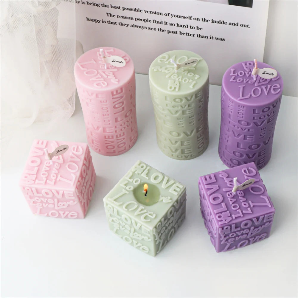 Cubic Love Letter Candle Molds Scented Plaster Resin Craft Making Cube