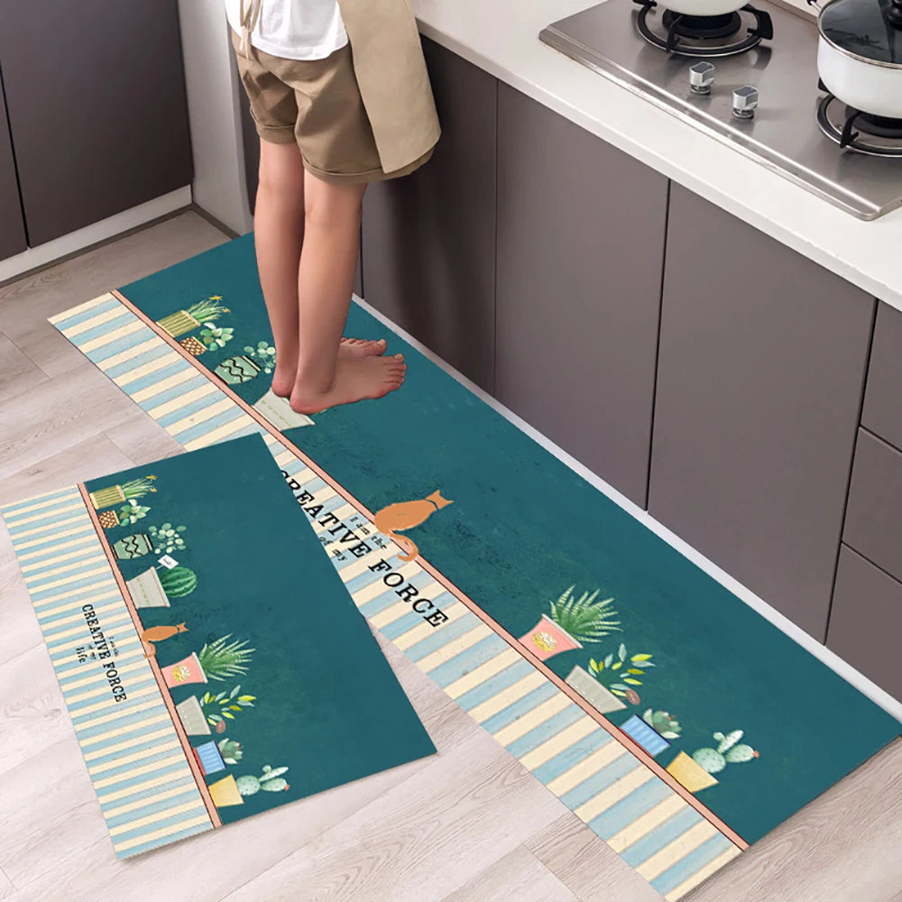 Non-slip Kitchen Mat Long Rugs Crystal Velvet Carpet