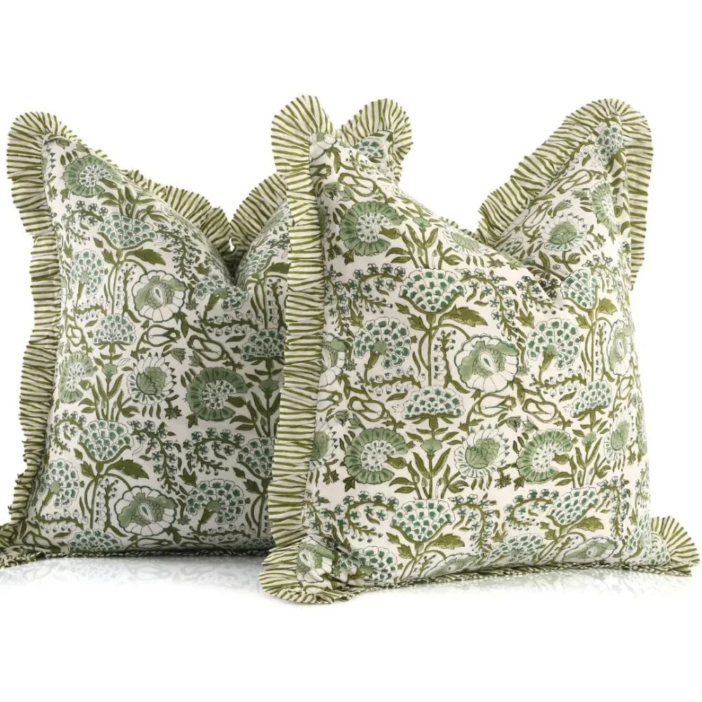 Agate Green Ruffle Throw Pillow Covers  24x24 Inch