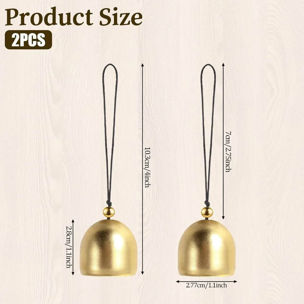 2 PCS Small Antique Brass Hanging Bells Wind Chime
