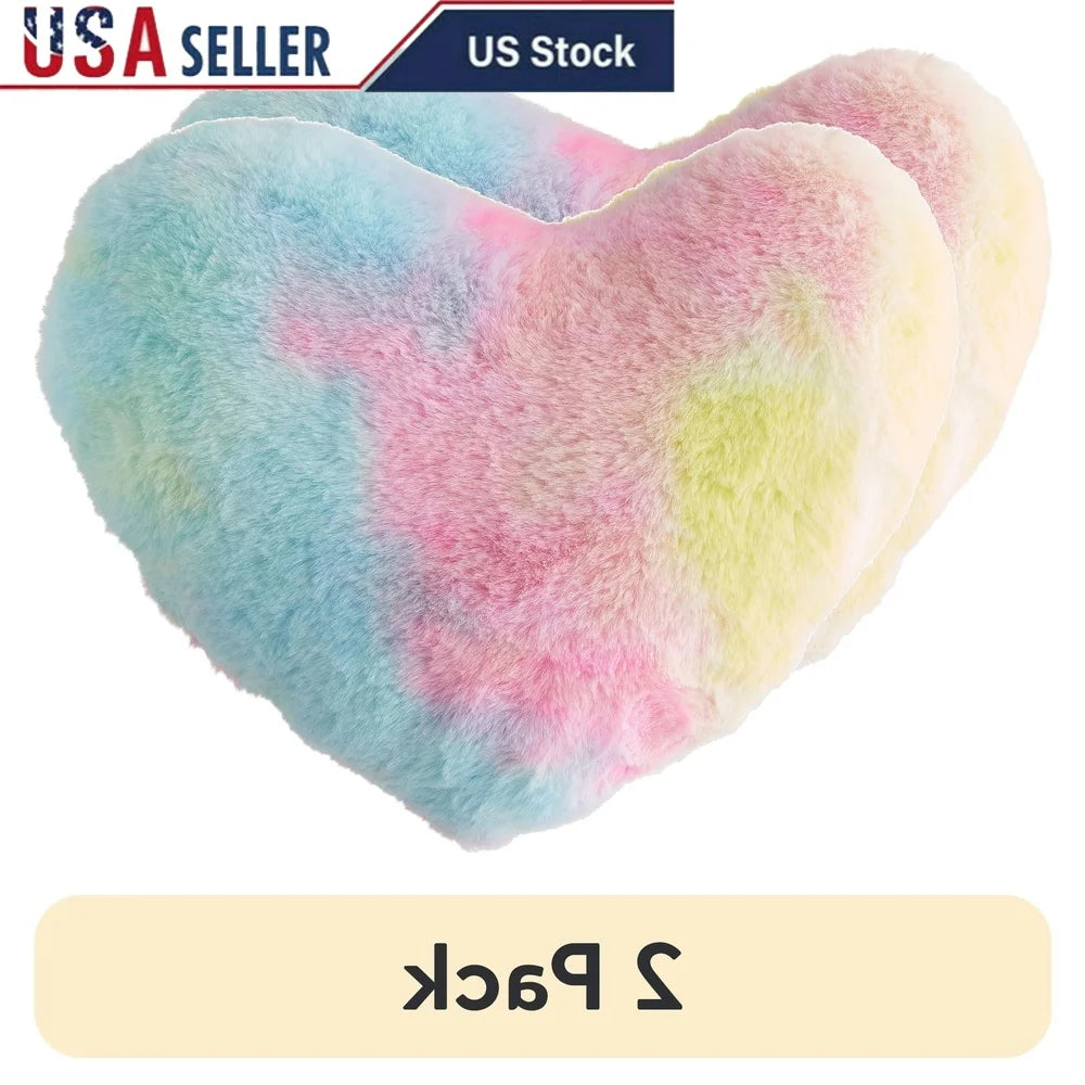 2 Pack Plush Tie-Dye Heart Shape Toddler Pillow