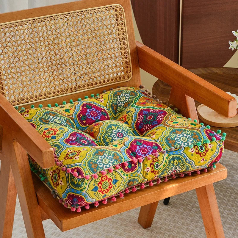 Bohemian Floor Cushion, Thick Linen Seat Mat