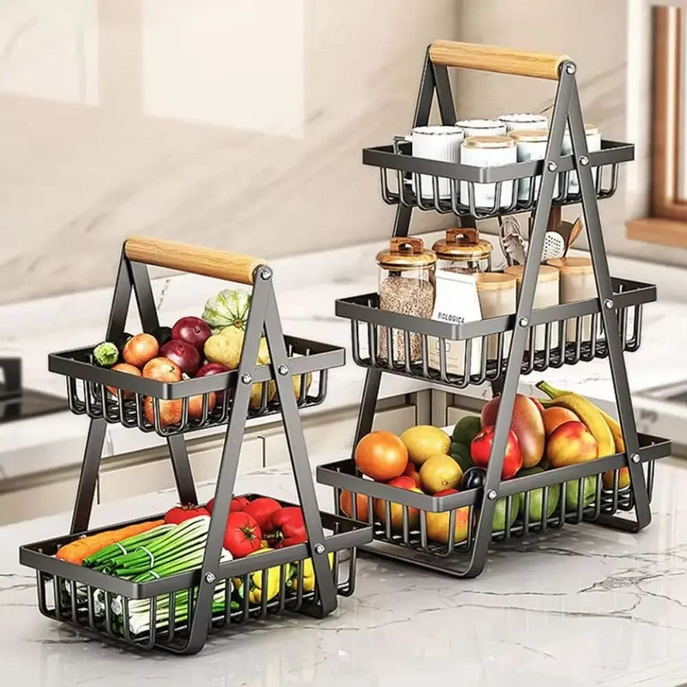 2-Tier Design Portable Fruit Basket 3-Tiers