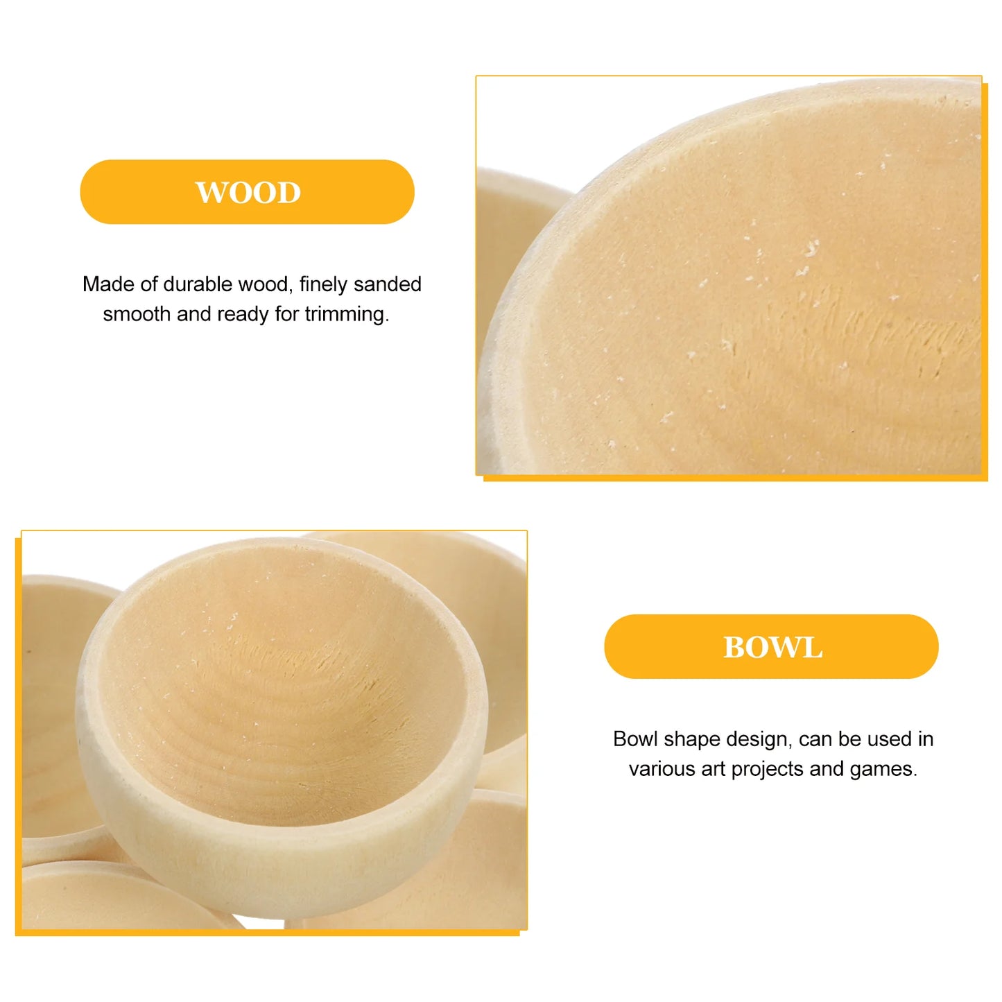 10 Pcs Small Wooden Bowl Unpainted Bowls for Painting