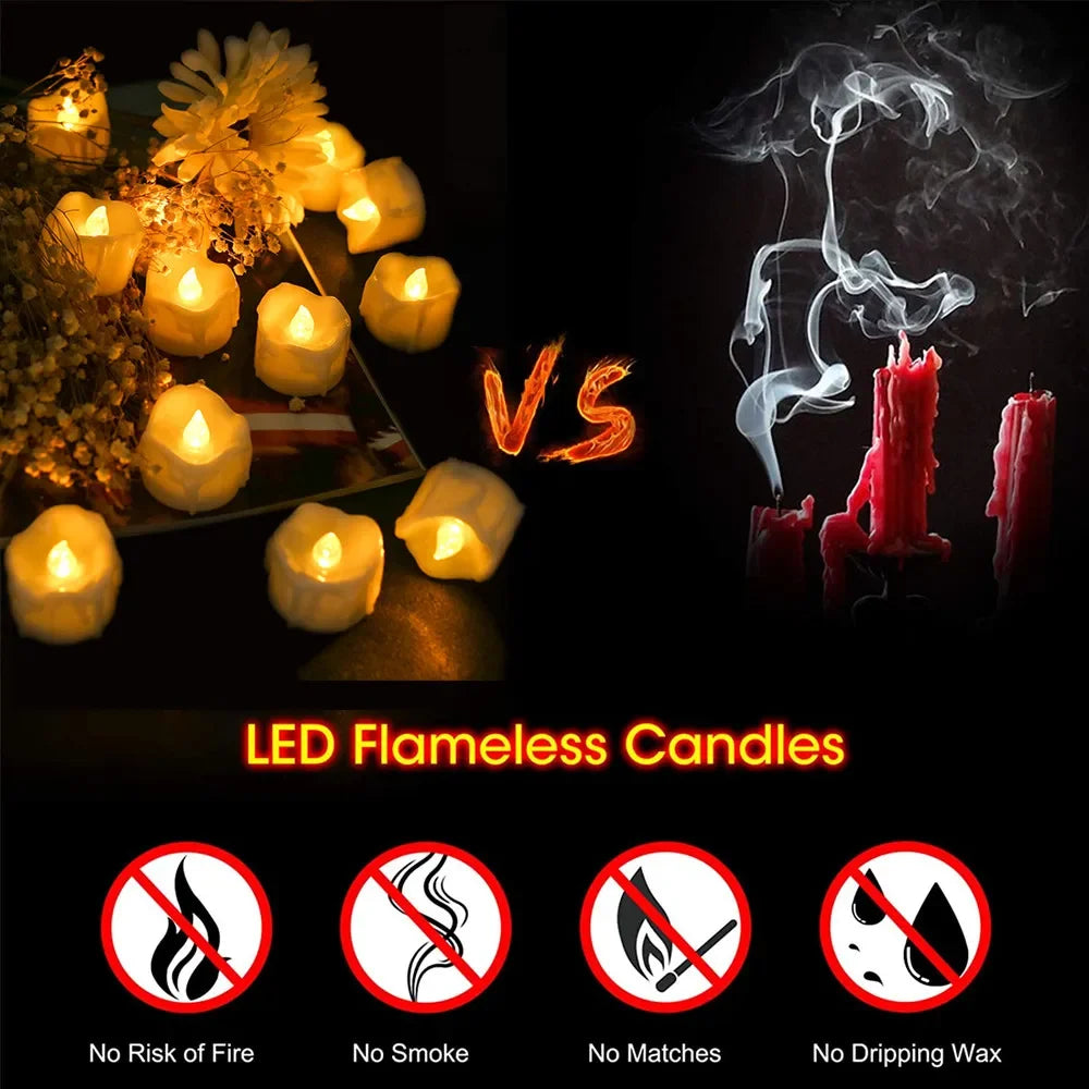 12/24Pcs Remote Flameless Votive Candles Flickering LED Tealights