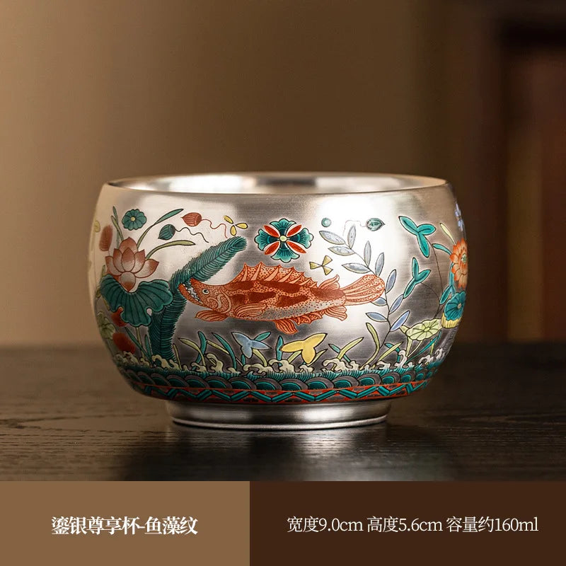 Silver Lined Ceramic Master Tea Cup,