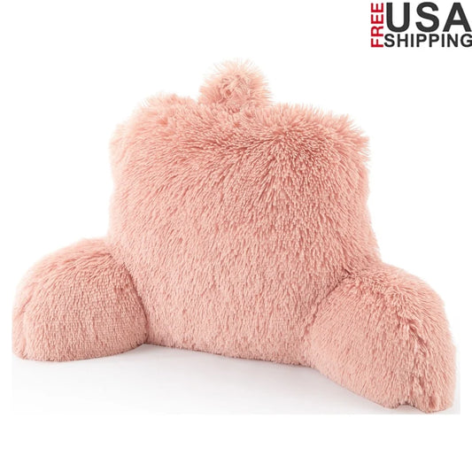 Long Faux Fur Backrest Pillow Soft Polyester Cushion
