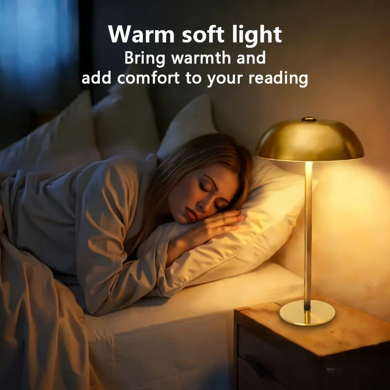Mushroom Bedside Night Light with 1800mAh Battery, 3 Color Temperatures