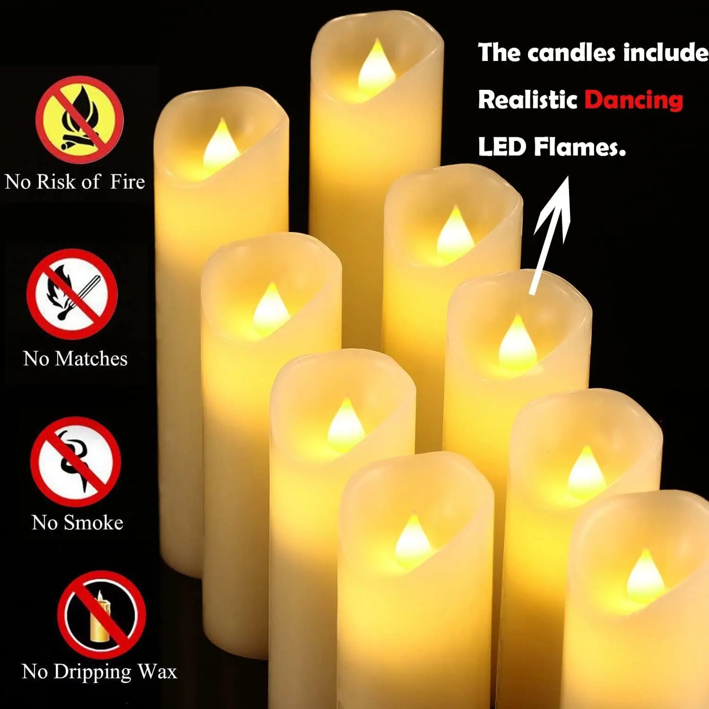 LED Candles Flameless Candles Set of 9 - 300 Hours