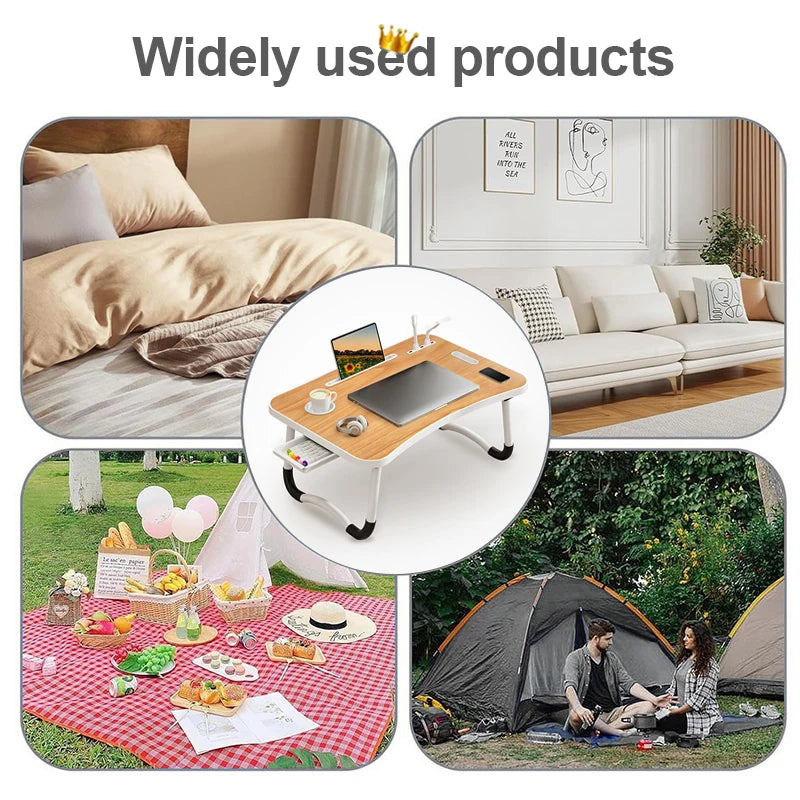 Portable Desk - USB Light, Small Fan, Cup Holder