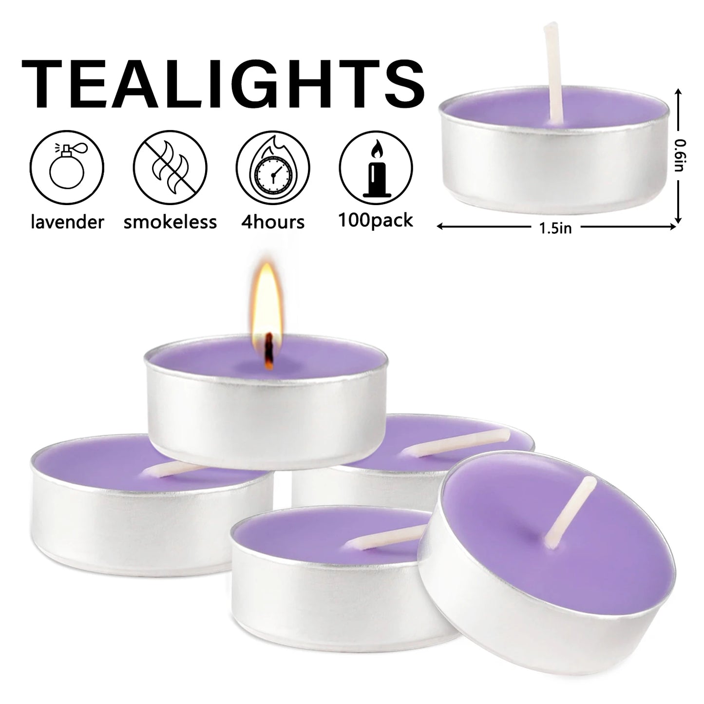 100 Lavender Scented Aluminum Shell Tea Wax, Purple  Lavender