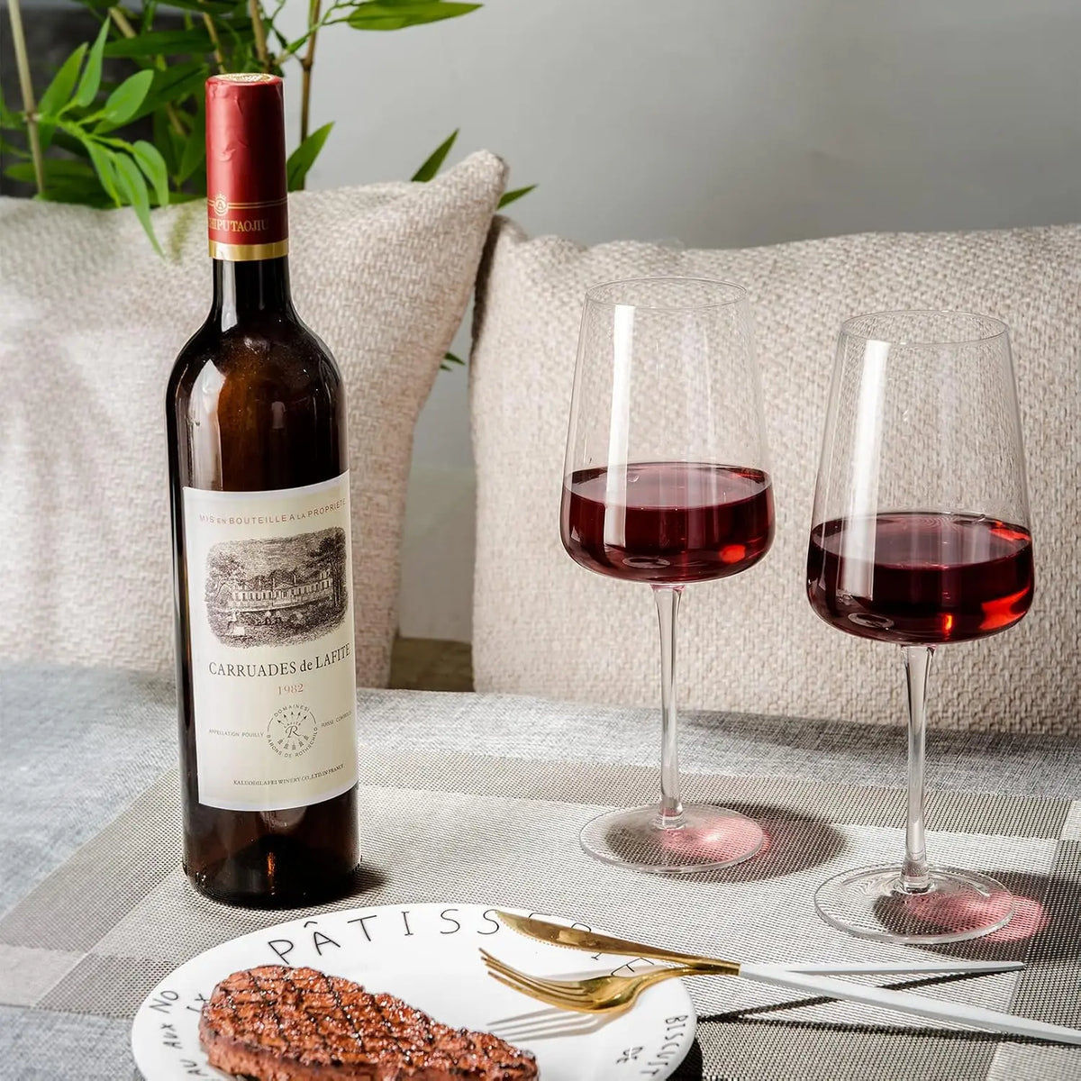 Hand Blown Red Wine Glasses Set of 4 – Crystal Wine Glasses Stem,19 oz